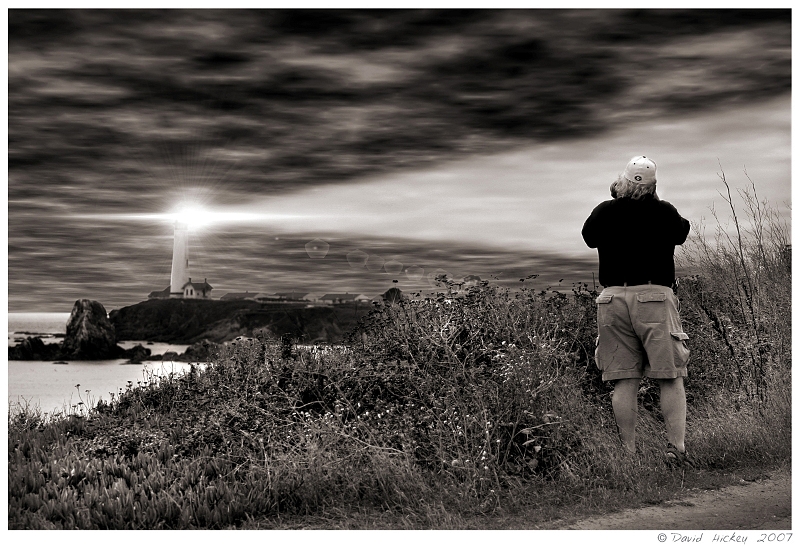 Xtra Fun020 dK at work at Ano Nuevo Lighthouse ... me, bored and taking a flight of PS fantasy, along Highway 1